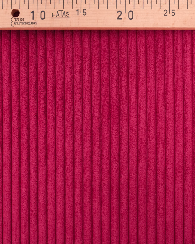 Velours Grosses Côtes Rouge Framboise Zoé  - Mercerine