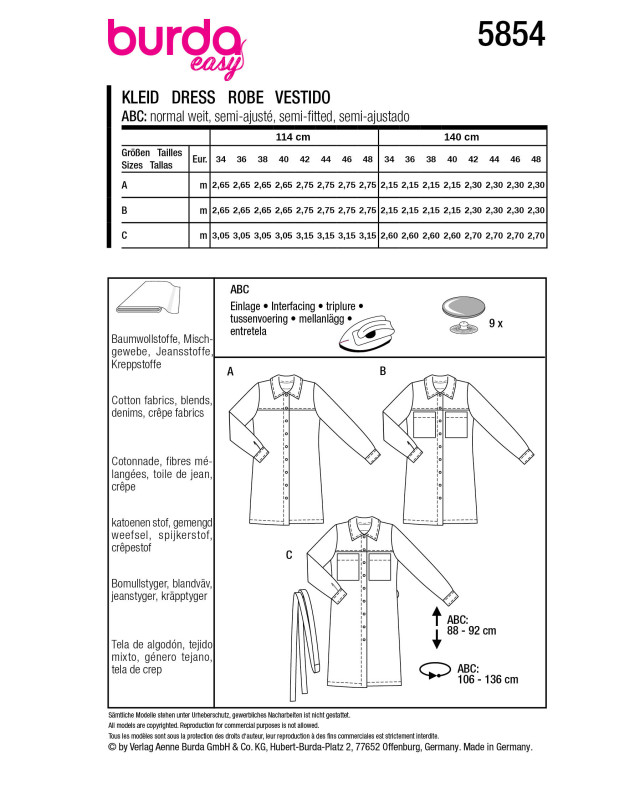 Patron Robe Burda 5854 - Mercerine