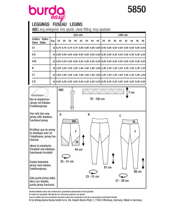 Patron Leggings Burda 5850 - Mercerine