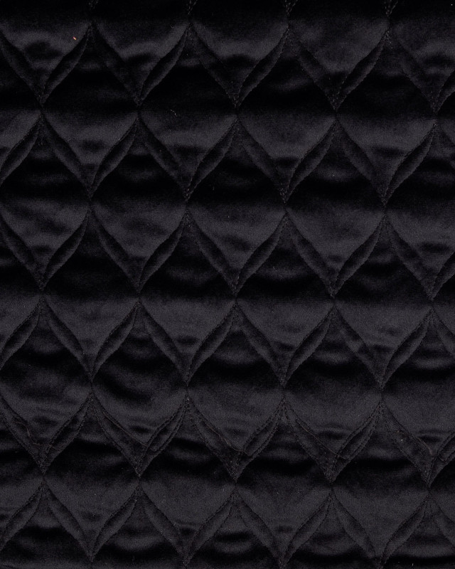 Tissus au mètre : Tissu Matelassé Velours Noir - Mercerine