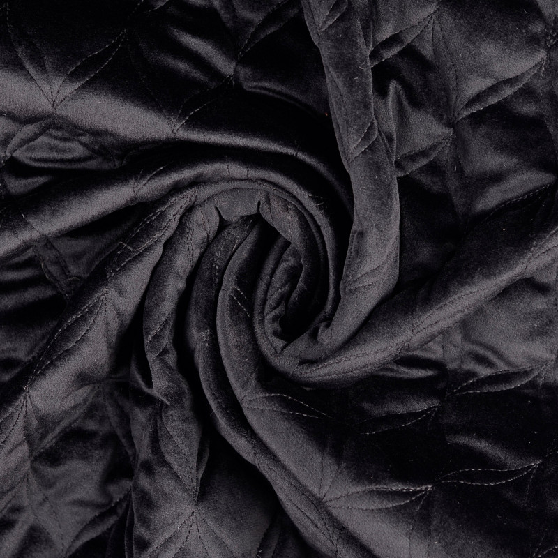 Tissus au mètre : Tissu Matelassé Velours Noir - Mercerine