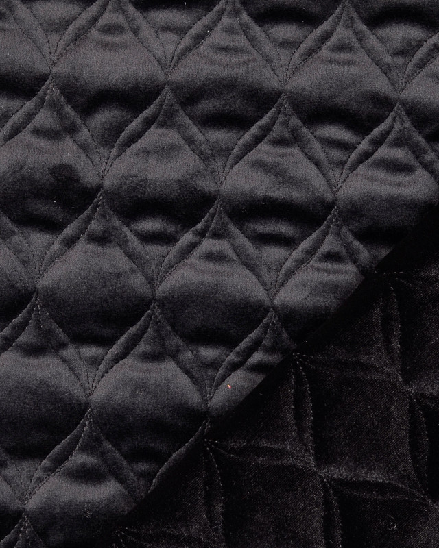 Tissus au mètre : Tissu Matelassé Velours Noir - Mercerine