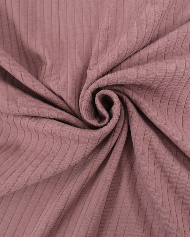 Tissu Maille Cotelée  Parme  - Mercerine
