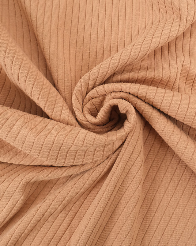 Tissu au mètre : Jersey Cotelé Noisette - Mercerine