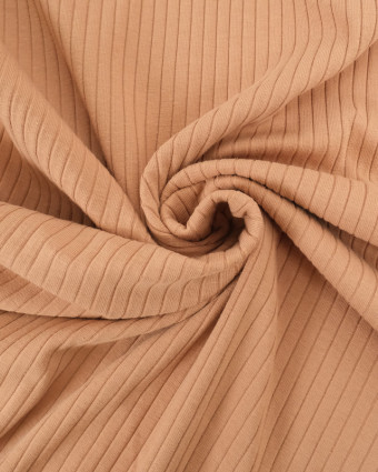Tissu au mètre : Jersey Cotelé Noisette - Mercerine