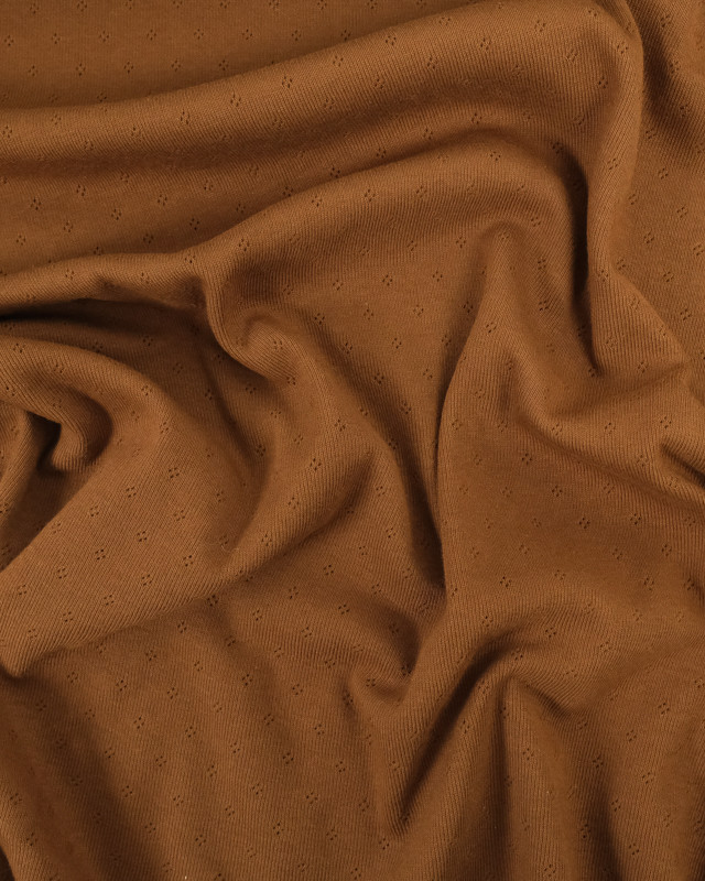 Tissu en ligne : Maille Pointelle Douce Marron - Mercerine