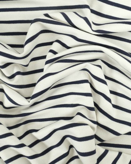 Jersey De Coton Imprime Mariniere - Mercerine