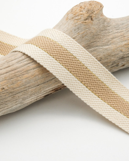 Sangle Ecrue Beige liseré doré 3cm - Mercerine