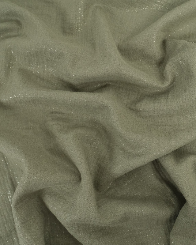 Double Gaze Scintillante Vert Kaki Oeko-Tex - Mercerine