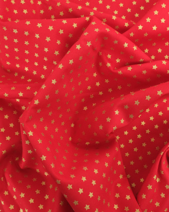 Tissu Popeline de Noël Rouge Etoile Oeko-Tex - Mercerine