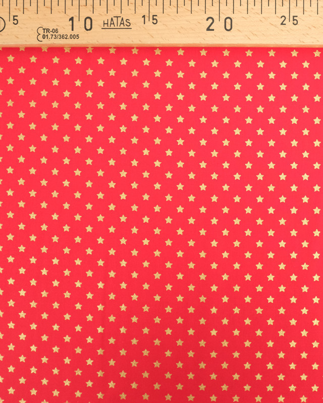 Tissu Popeline de Noël Rouge Etoile Oeko-Tex - Mercerine