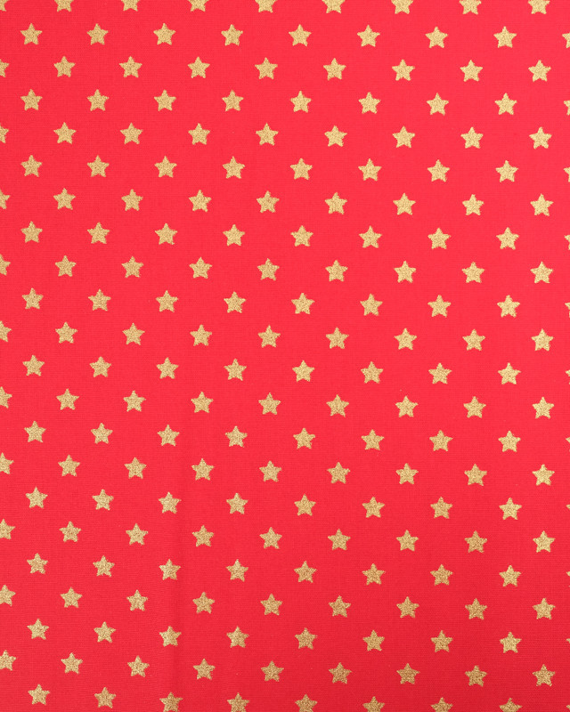 Tissu Popeline de Noël Rouge Etoile Oeko-Tex - Mercerine