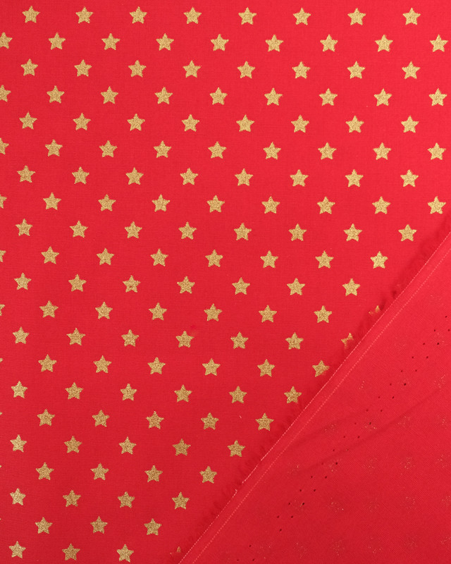 Tissu Popeline de Noël Rouge Etoile Oeko-Tex - Mercerine