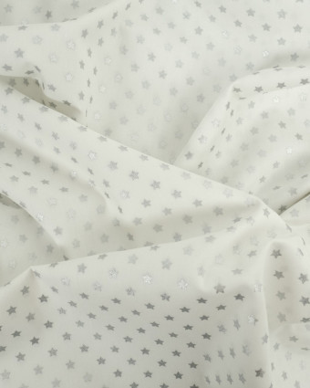 Tissu Popeline de Noël Blanc Etoile Argent Oeko-Tex  - Mercerine