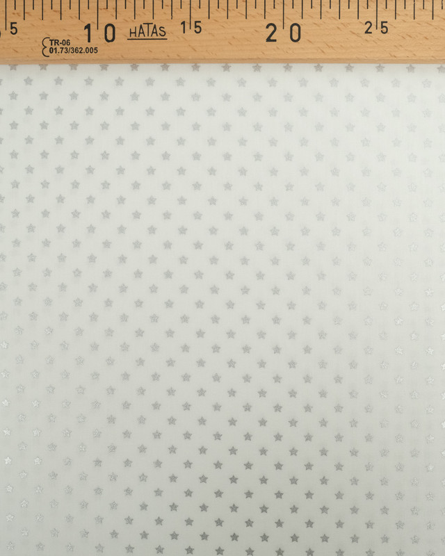 Tissu Popeline de Noël Blanc Etoile Argent Oeko-Tex  - Mercerine