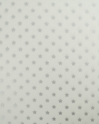Tissu Popeline de Noël Blanc Etoile Argent Oeko-Tex  - Mercerine