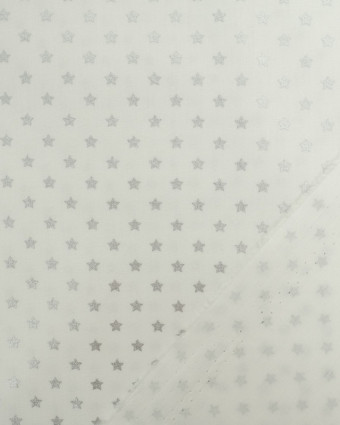 Tissu Popeline de Noël Blanc Etoile Argent Oeko-Tex  - Mercerine