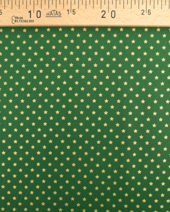 Tissu Popeline de Noël Vert Etoile Doré Oeko-Tex  - Mercerine