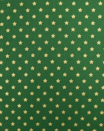 Tissu Popeline de Noël Vert Etoile Doré Oeko-Tex  - Mercerine