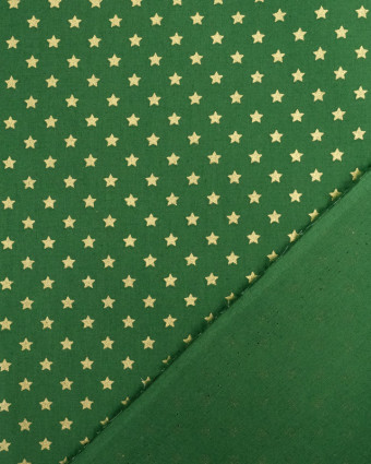 Tissu Popeline de Noël Vert Etoile Doré Oeko-Tex  - Mercerine