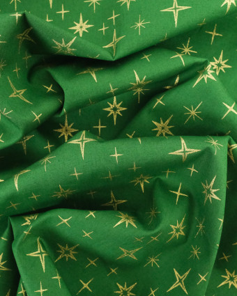 Tissu Popeline de Noël Vert Etoile Oeko-Tex - Mercerine