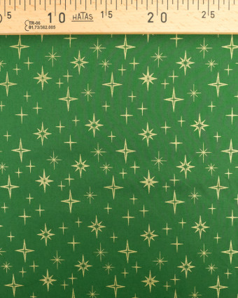 Tissu Popeline de Noël Vert Etoile Oeko-Tex - Mercerine