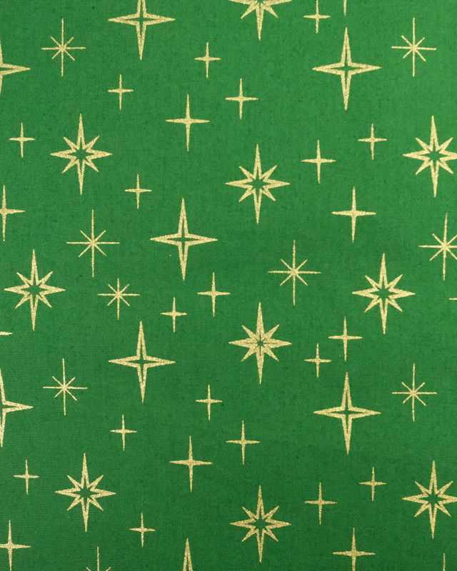 Tissu Popeline de Noël Vert Etoile Oeko-Tex - Mercerine