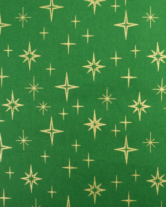 Tissu Popeline de Noël Vert Etoile Oeko-Tex - Mercerine