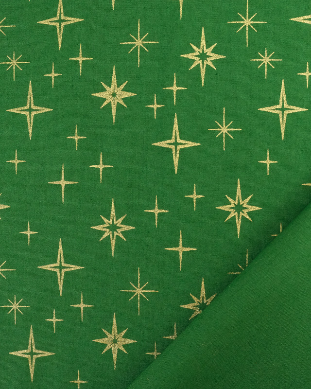 Tissu Popeline de Noël Vert Etoile Oeko-Tex - Mercerine