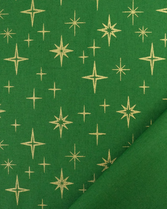 Tissu Popeline de Noël Vert Etoile Oeko-Tex - Mercerine