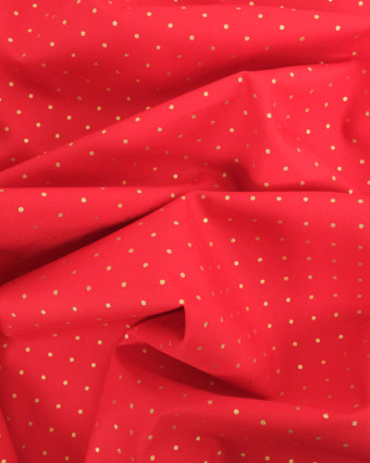 Popeline de Noël Rouge Pois Dorés Oeko-Tex - Mercerine