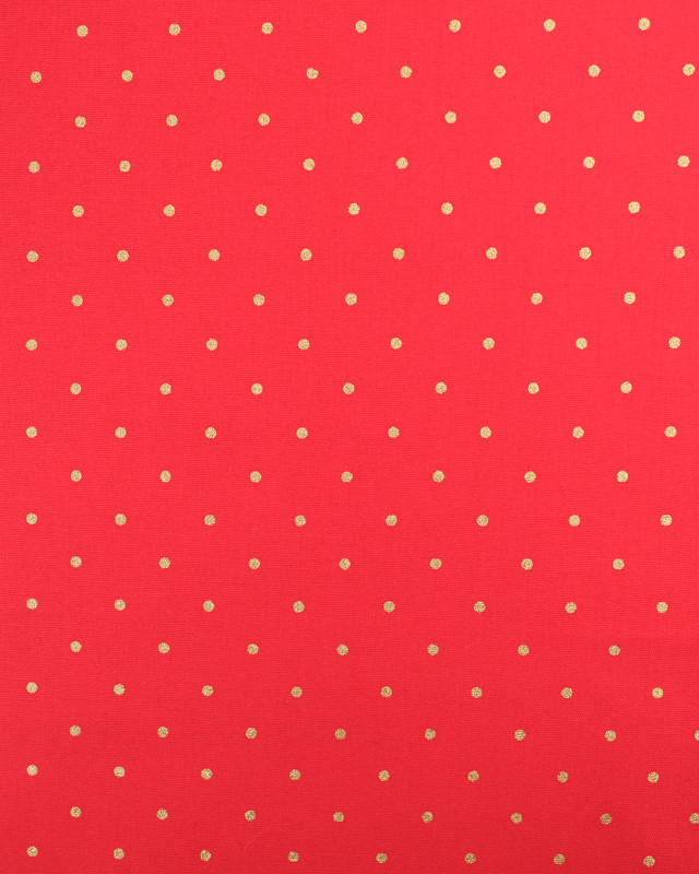 Popeline de Noël Rouge Pois Dorés Oeko-Tex - Mercerine