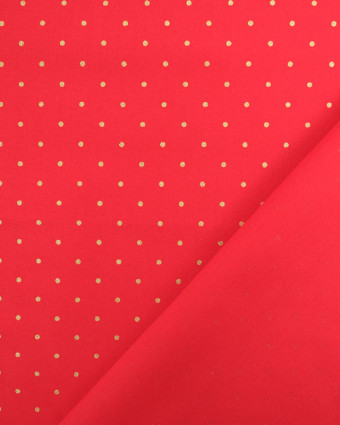Popeline de Noël Rouge Pois Dorés Oeko-Tex - Mercerine
