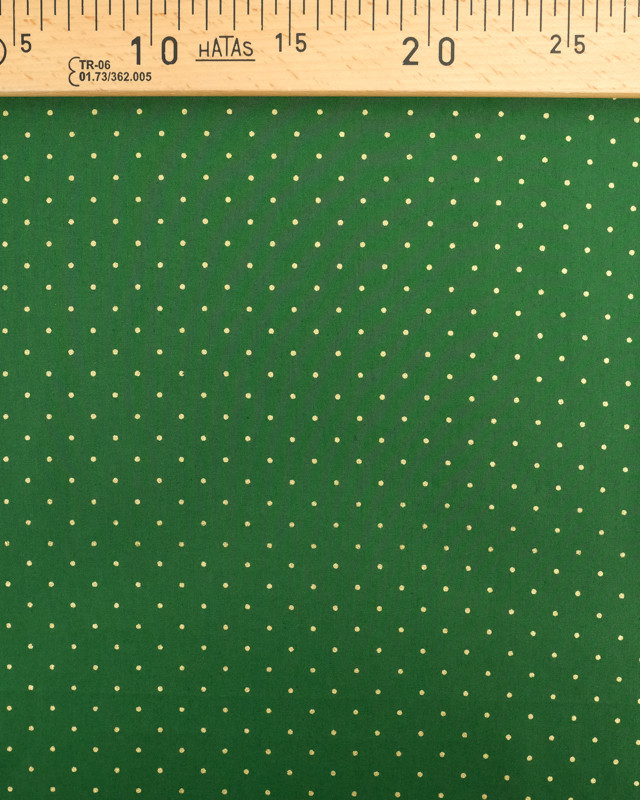Tissu Popeline de Noël Vert Pois Dorés Oeko-Tex - Mercerine
