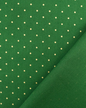 Tissu Popeline de Noël Vert Pois Dorés Oeko-Tex - Mercerine