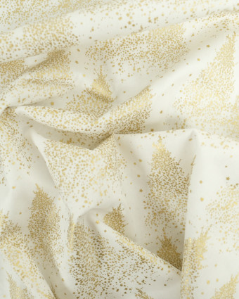 Tissu Coton de Noël Blanc Motif Sapin Doré Oeko-Tex - Mercerine