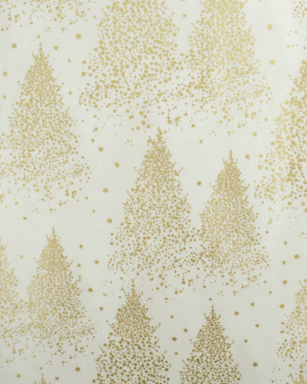 Tissu Coton de Noël Blanc Motif Sapin Doré Oeko-Tex - Mercerine