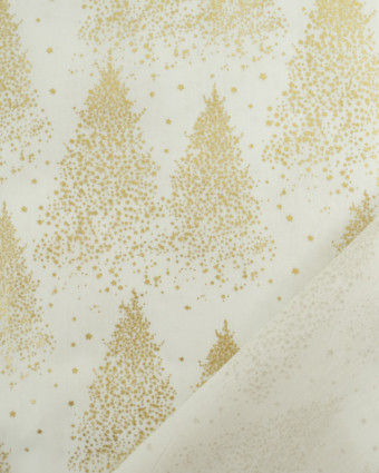Tissu Coton de Noël Blanc Motif Sapin Doré Oeko-Tex - Mercerine