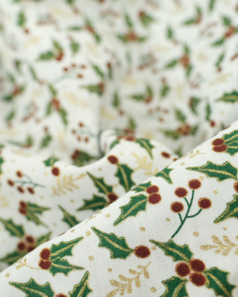 Coton Blanc Houx Noël Oeko-Tex - Mercerine
