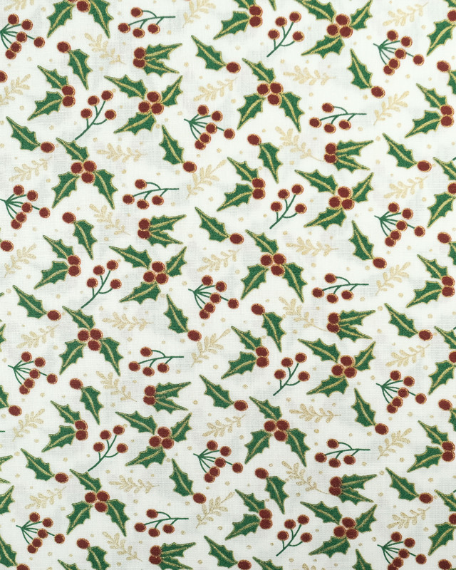 Coton Blanc Houx Noël Oeko-Tex  - Mercerine