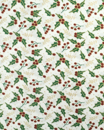 Coton Blanc Houx Noël Oeko-Tex  - Mercerine
