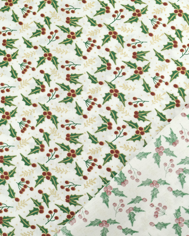 Coton Blanc Houx Noël Oeko-Tex  - Mercerine