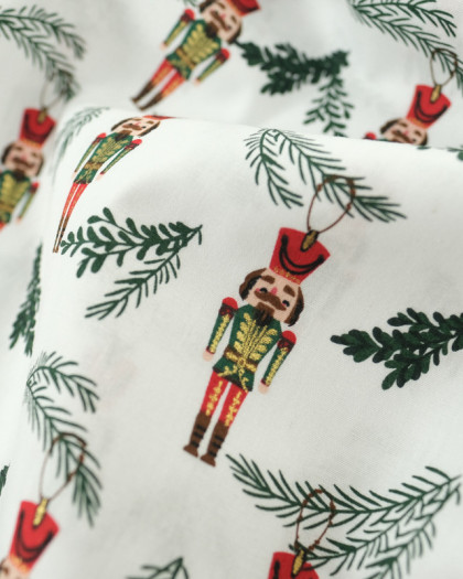 Tissu Coton Blanc Figurine Noël Oeko-Tex - Mercerine