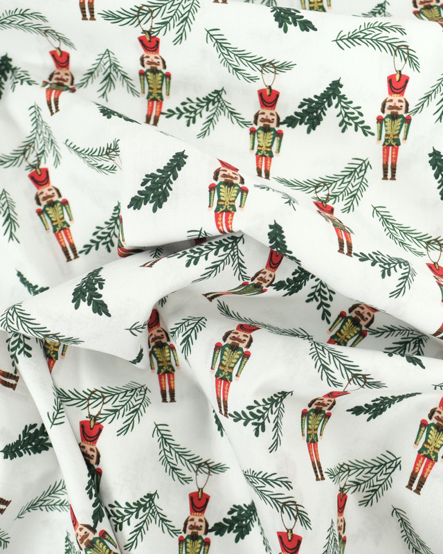 Tissu Coton Blanc Figurine Noël Oeko-Tex  - Mercerine