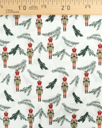Tissu Coton Blanc Figurine Noël Oeko-Tex  - Mercerine