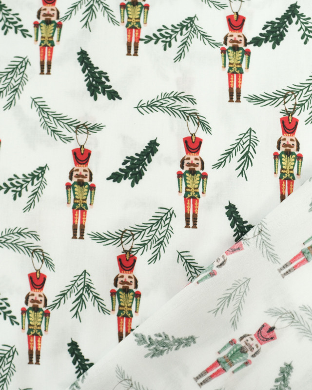 Tissu Coton Blanc Figurine Noël Oeko-Tex  - Mercerine