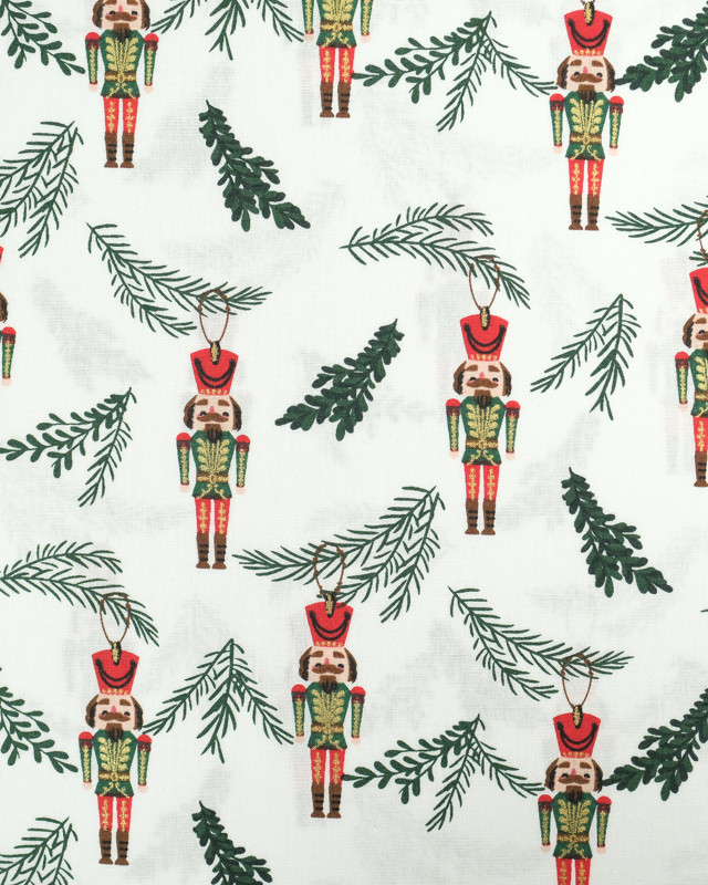 Tissu Coton Blanc Figurine Noël Oeko-Tex  - Mercerine