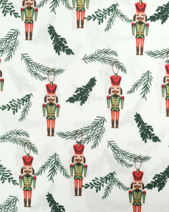 Tissu Coton Blanc Figurine Noël Oeko-Tex  - Mercerine