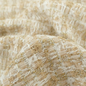 Tissu Tweed Lurex Beige