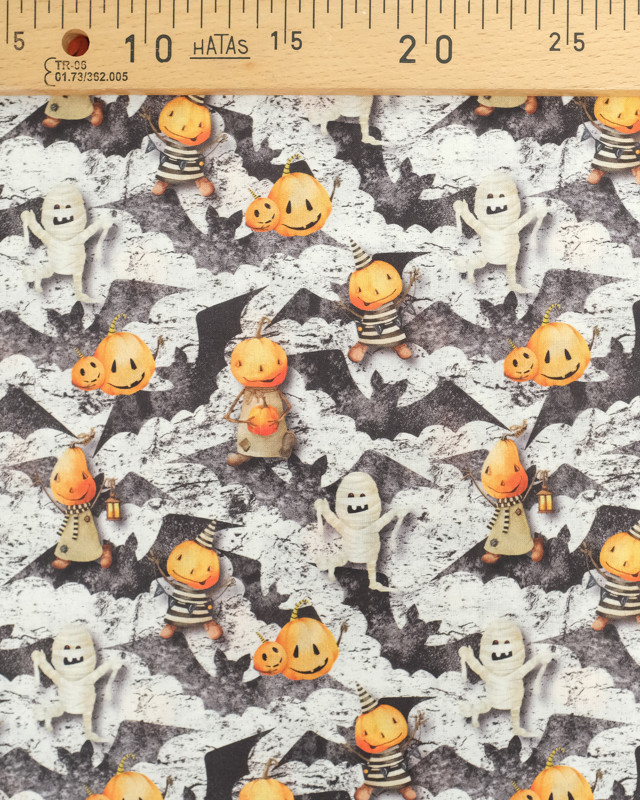 Coton Oekotex Bio Chauve Souris Citrouille   - Mercerine